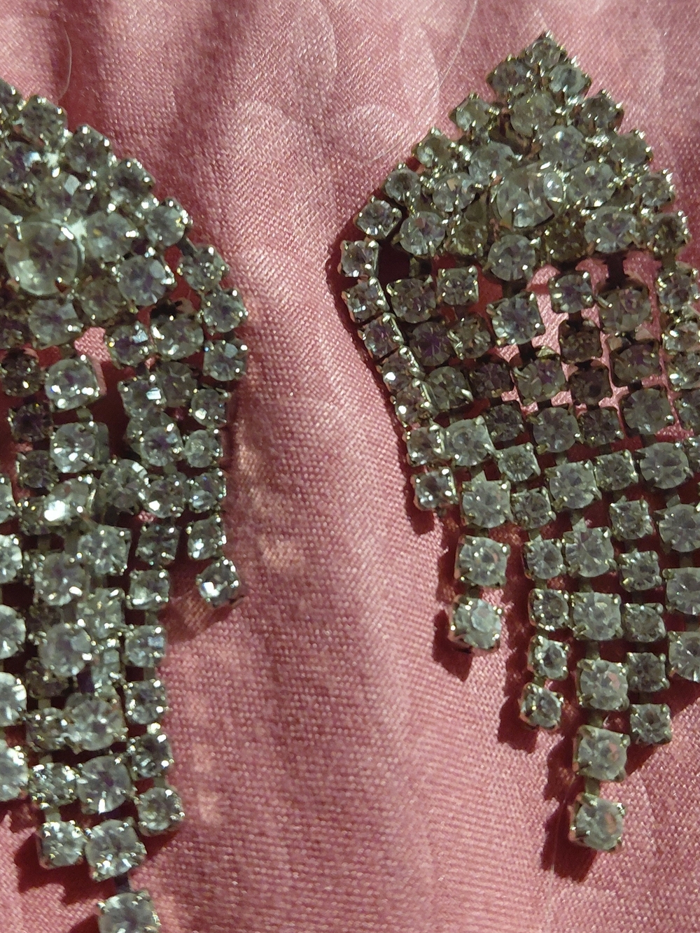 Vintage Crystal Cascade Drop Earrings - Pierced/ Clear Rhinestone